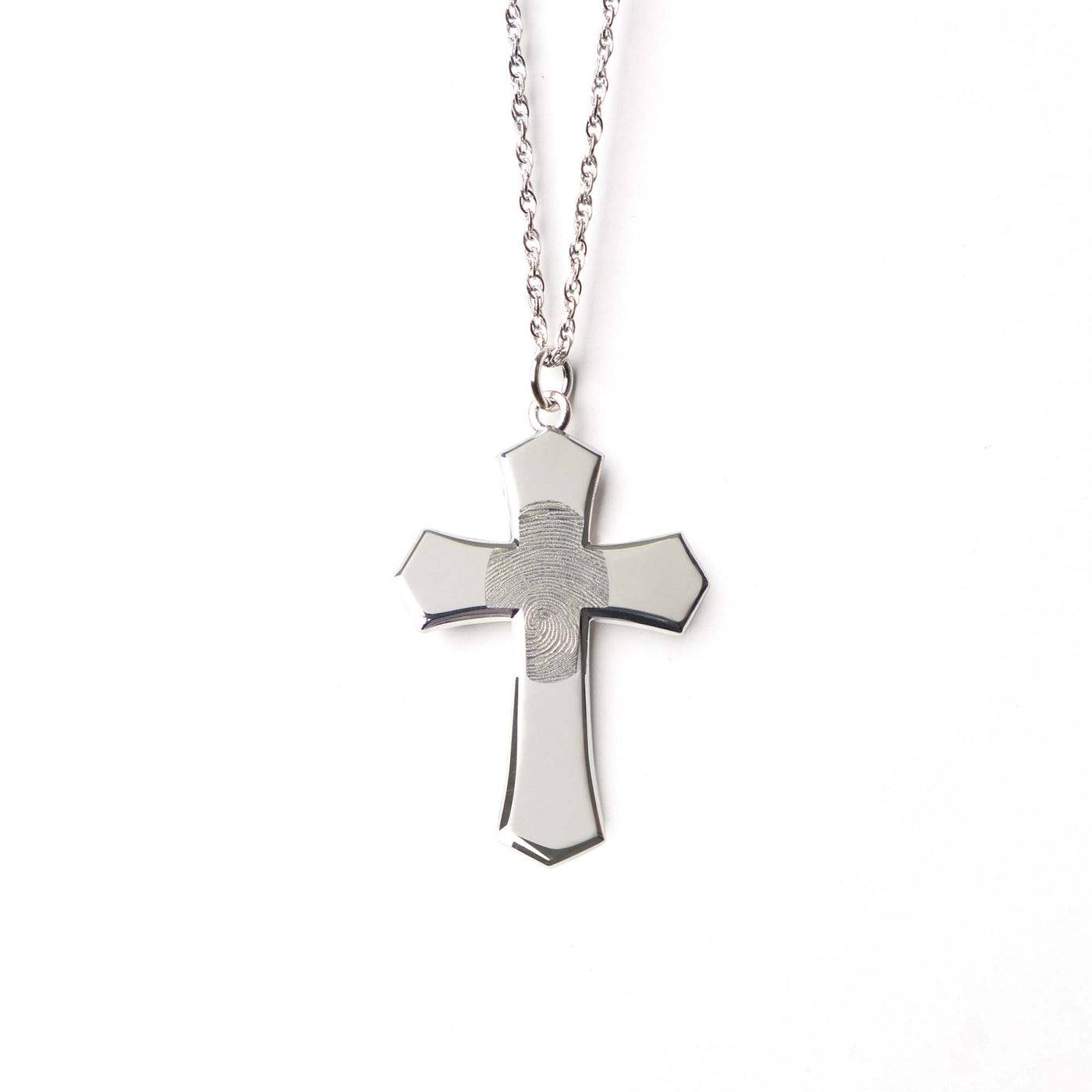 Cross Fingerprint Pendant - Natural Grace